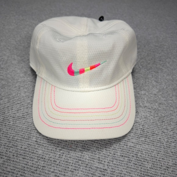 Nike Other - Nike Dri-FIT Toddler White Baseball Hat‎ Multi Color Swoosh Rainbow Stitch